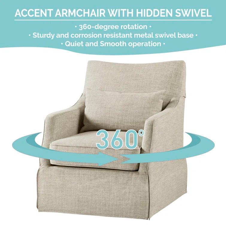 Martha Stewart London 360°Swivel Armchair with Lumbar Pillow