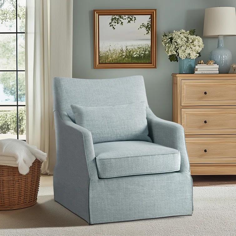 Martha Stewart London 360°Swivel Armchair with Lumbar Pillow
