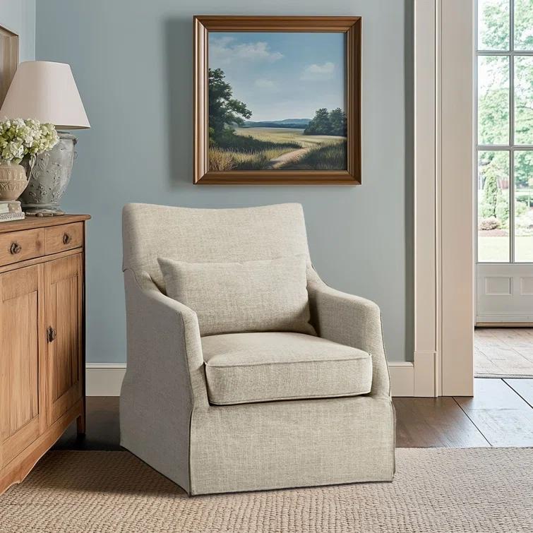 Martha Stewart London 360°Swivel Armchair with Lumbar Pillow