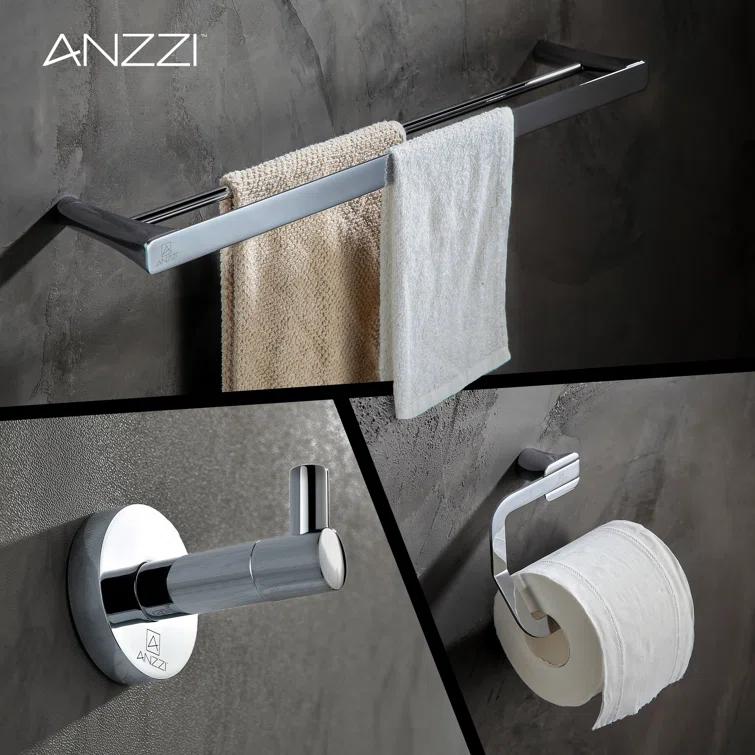 ANZZI AC-AZSET3-CH ANZZI 3-Piece Chrome Bathroom Accessories Set - Hand Towel Holder - Toilet Paper Holder - Towel Holder