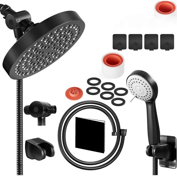 JASODI F09DHPYG9D 6 Inch High Pressure Rainfall Showerhead for Bath - Adjustable Swivel Shower Head