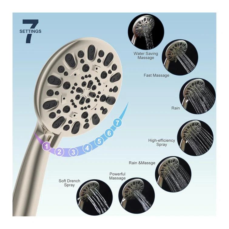 10'' High Pressure Rainfall Shower Head/Handheld Showerhead Combo with 12'' Adjustable Curved