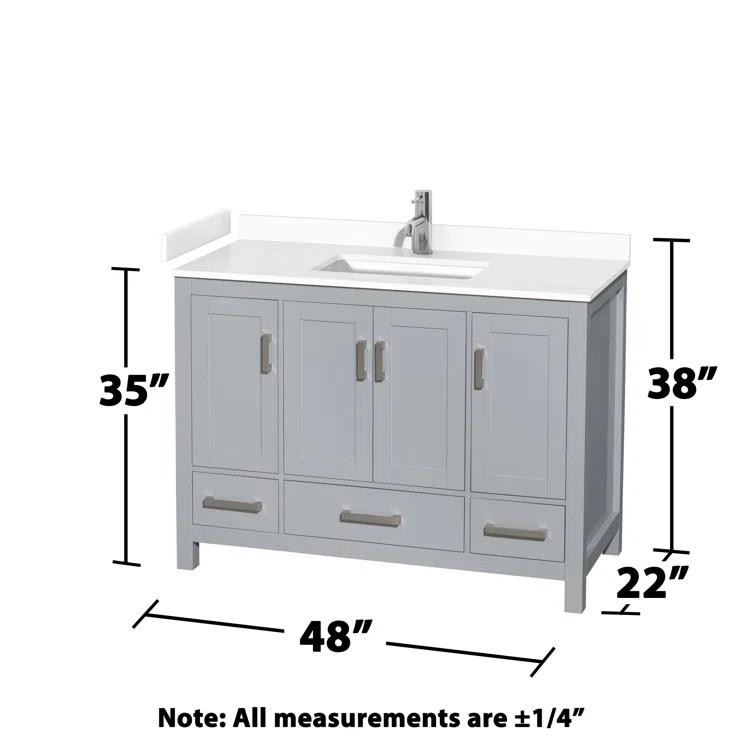 Wyndham Collection Sheffield 48" Freestanding Single Bathroom Vanity with Cultured Marble Top