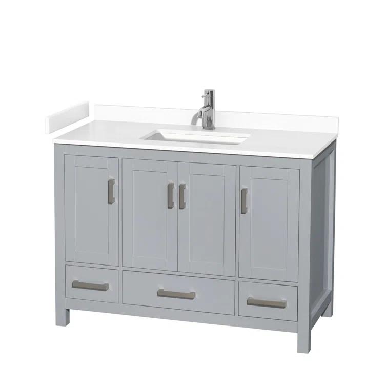 Wyndham Collection Sheffield 48" Freestanding Single Bathroom Vanity with Cultured Marble Top