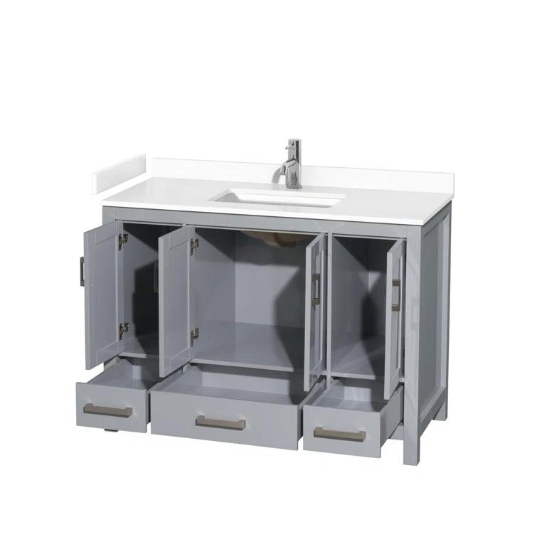 Wyndham Collection Sheffield 48" Freestanding Single Bathroom Vanity with Cultured Marble Top