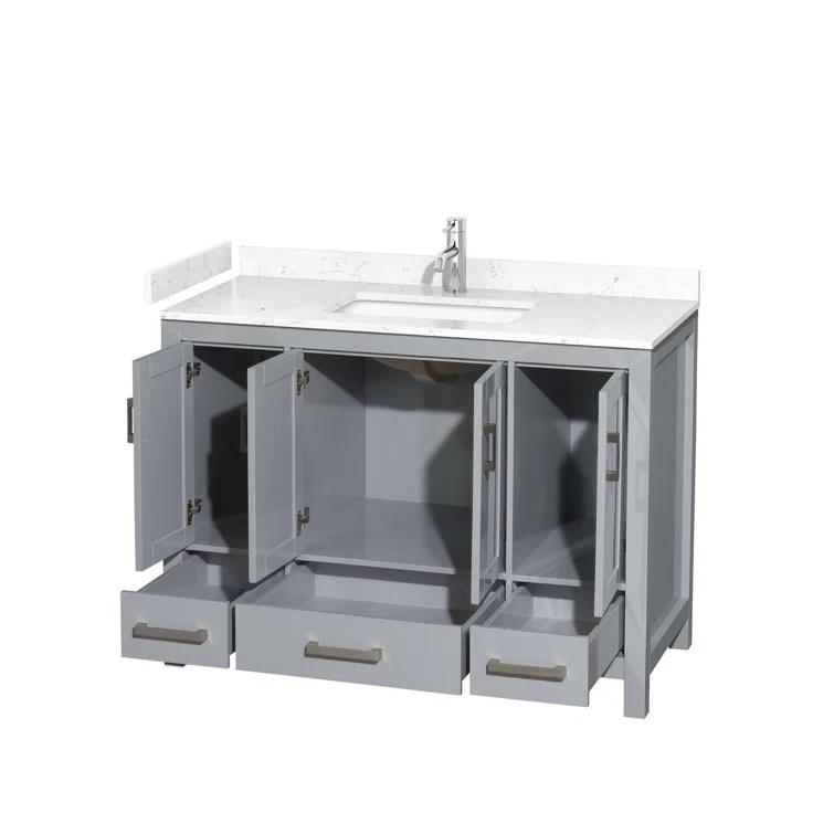 Wyndham Collection Sheffield 48" Freestanding Single Bathroom Vanity with Cultured Marble Top