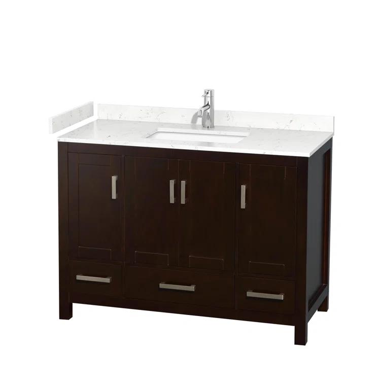 Wyndham Collection Sheffield 48" Freestanding Single Bathroom Vanity with Cultured Marble Top