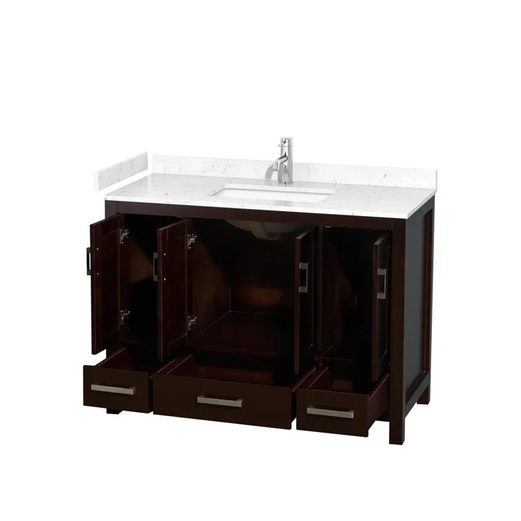 Wyndham Collection Sheffield 48" Freestanding Single Bathroom Vanity with Cultured Marble Top