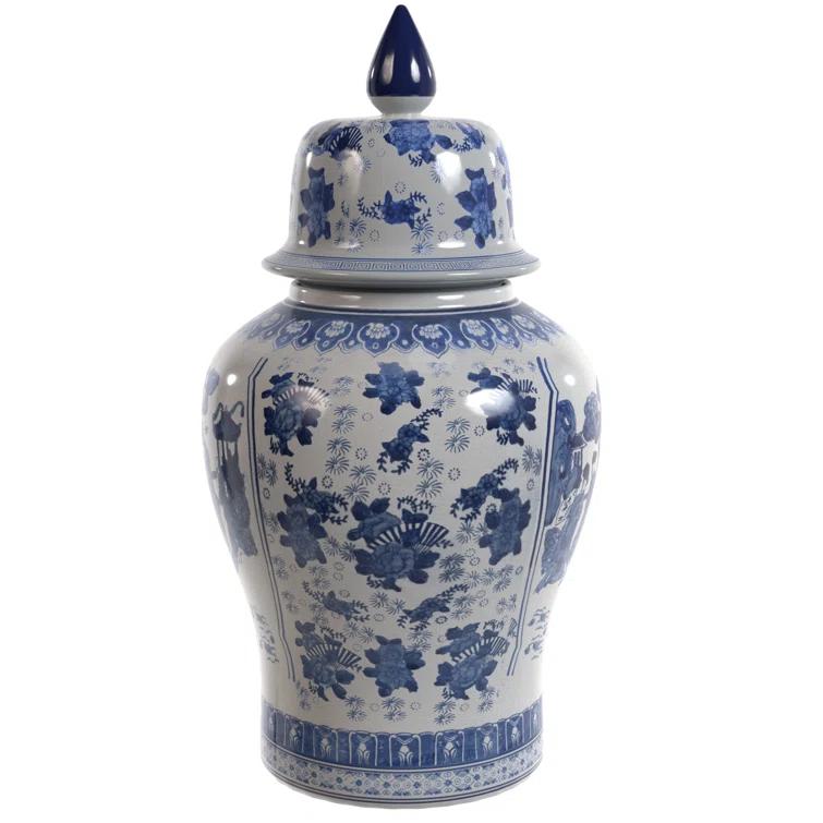 32" Porcelain Temple Jar