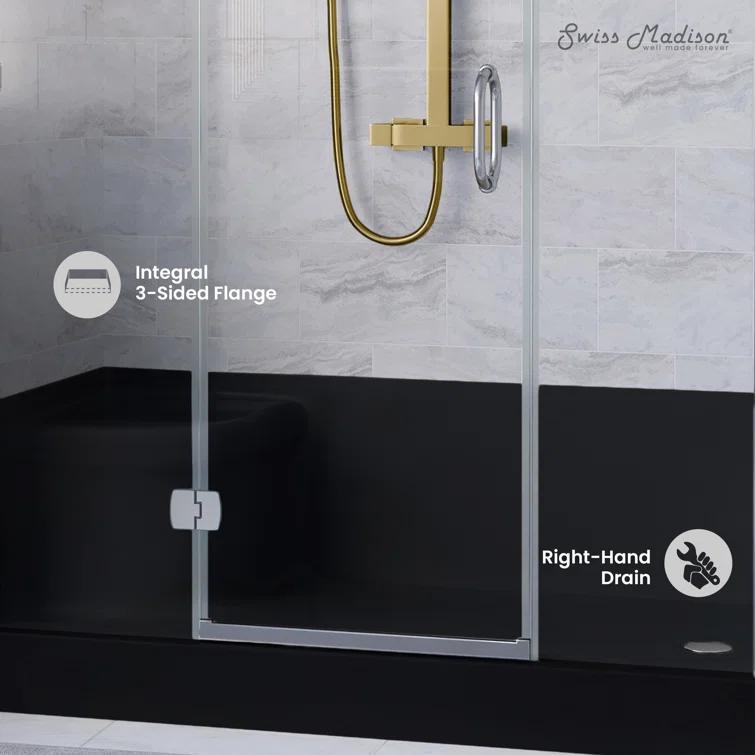 Aquatique 60" x 32" Shower Base in Matte Black