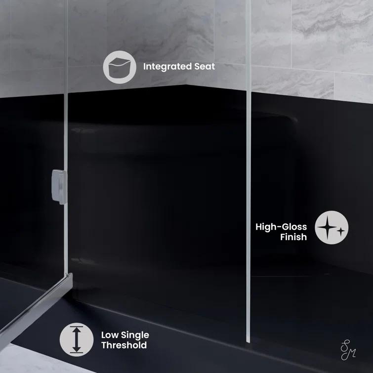 Aquatique 60" x 32" Shower Base in Matte Black