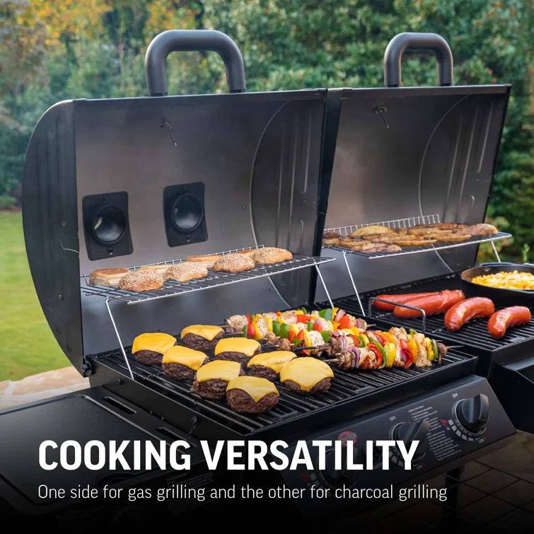 Char-Griller Dual-Function 2-Burner Propane Gas and Charcoal Combination Grill and Smoker