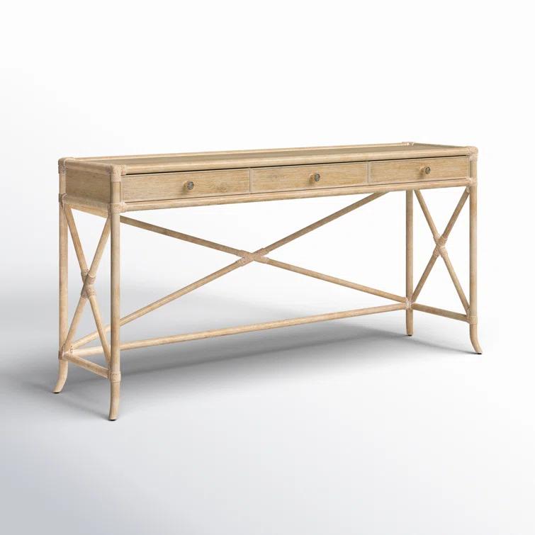 Dune Beige Oak and Maple Rectangular Console Table with Storage