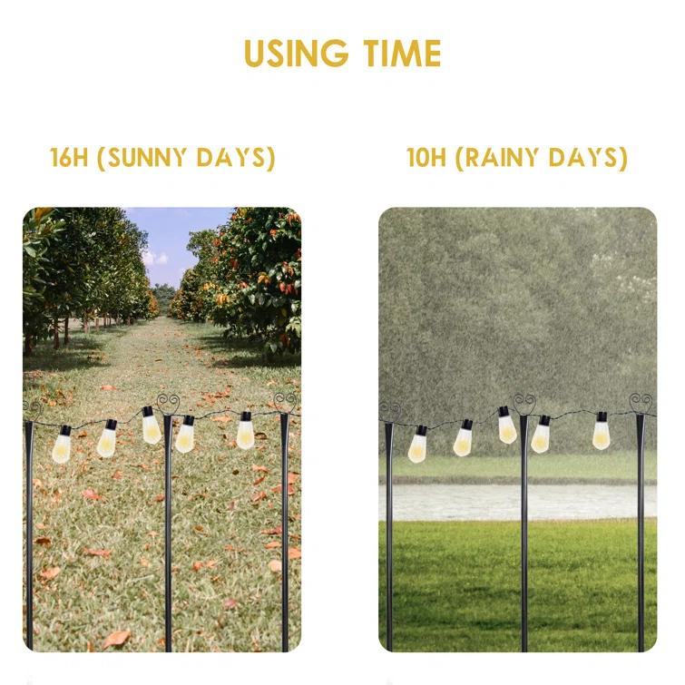 9FT Light string poles, 6 Pack Metal Poles with Remote control and solar panel, Ox Horn for Deck, Outdoor/Indoor Decor