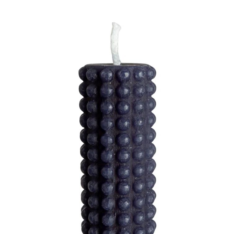 Creative Co-Op Hobnail Taper Candles in Box, Navy Blue, Set of 2