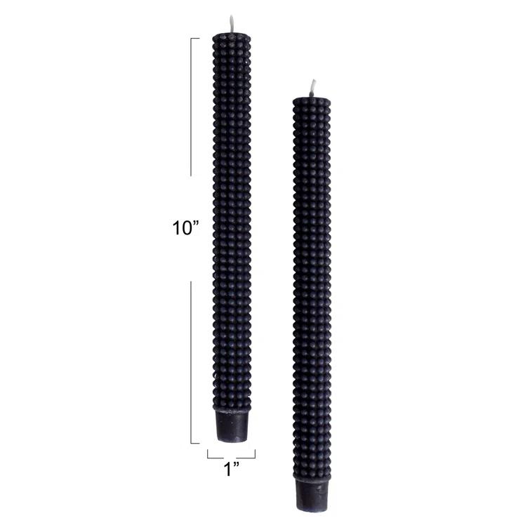 Creative Co-Op Hobnail Taper Candles in Box, Navy Blue, Set of 2