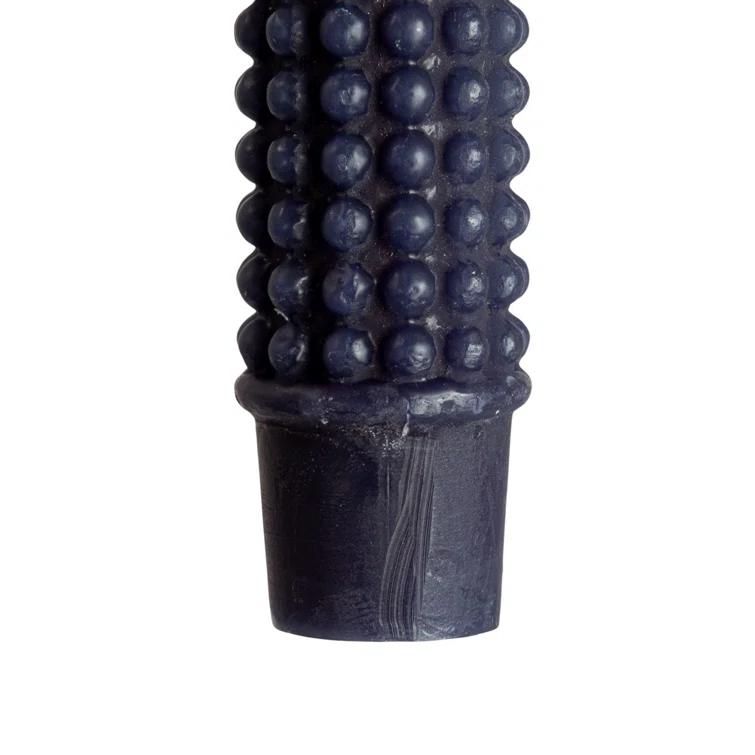 Creative Co-Op Hobnail Taper Candles in Box, Navy Blue, Set of 2