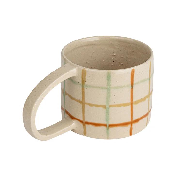 12 oz. Multicolor Checkered Stoneware Mug (Set of 4)