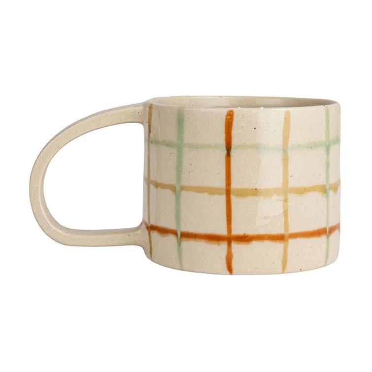 12 oz. Multicolor Checkered Stoneware Mug (Set of 4)