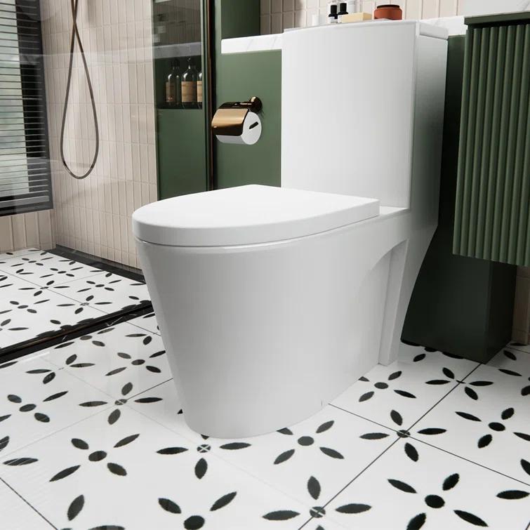 Momei 1.6 GPF Dual-Flush Toilet Modern Elongated One-Piece Toilet (Seat Included)