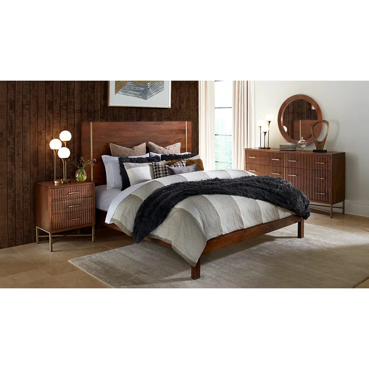 King Size Brown Mango Wood Platform Bed Frame