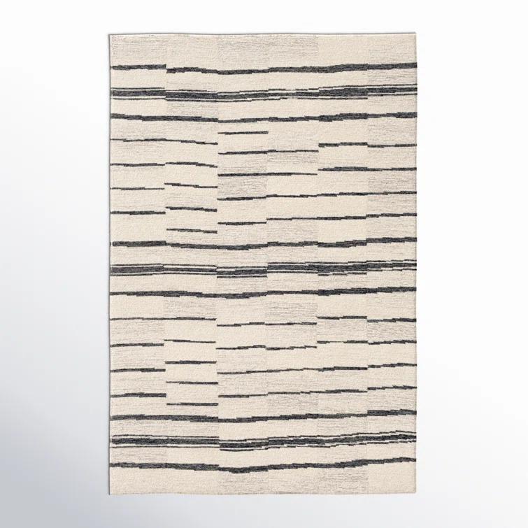 Rune Striped Handmade Tufted Wool Area Rug in Beige/Charcoal