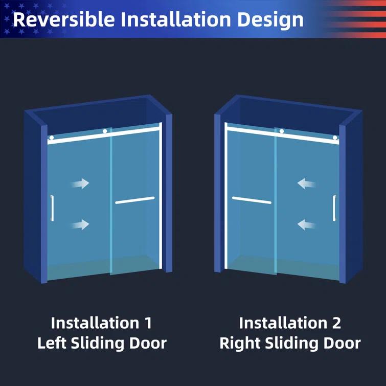 56"-60 ‘W x 75’ Aluminum Framed Shower Door