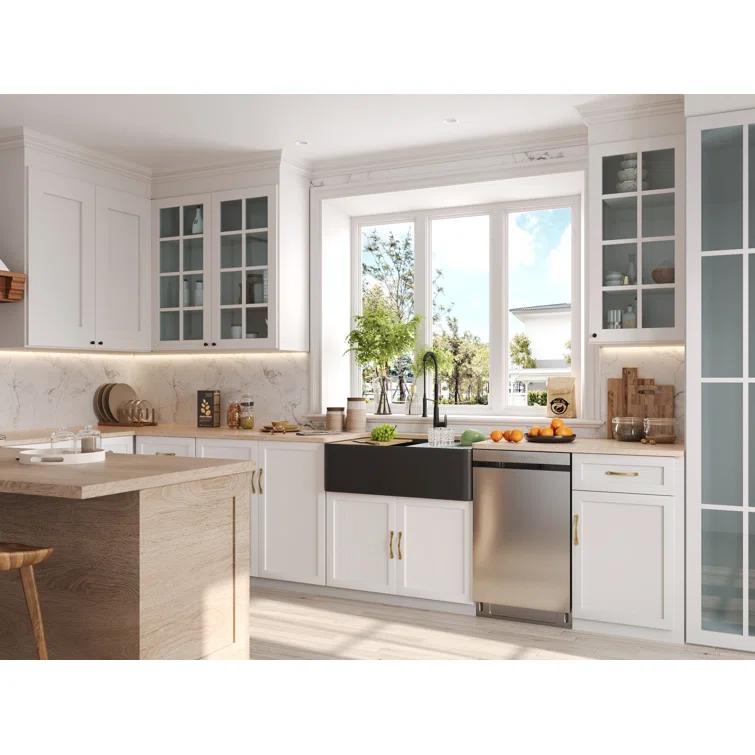 DeerValley 33" L X 20" W Double Basin Workstation Farmhouse Kitchen Sink With Sink Grid, Cutting Board And Dish-Drying Rack