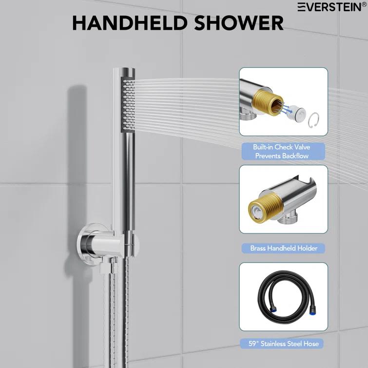 10-Inch High-Pressure Rainfall Shower System, Tub Faucet Set with Pressure Balanced Valve