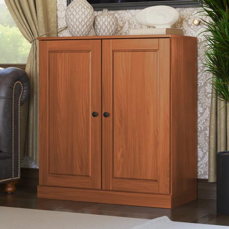 100% Solid Wood 3-Shelf Bookcase with Solid Doors and Adjustable Shelves