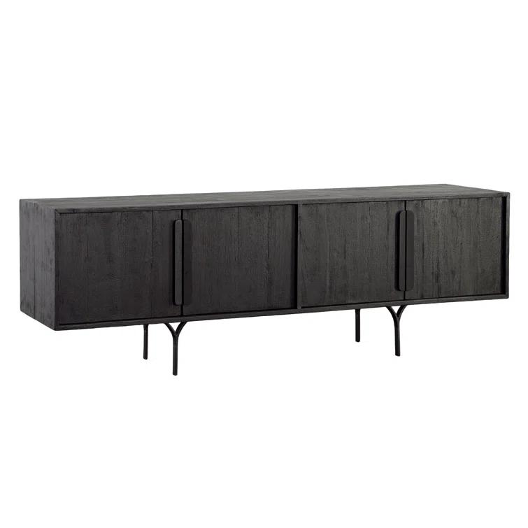 Rivington 69" Black Exotic Wood Sideboard with Metal Legs