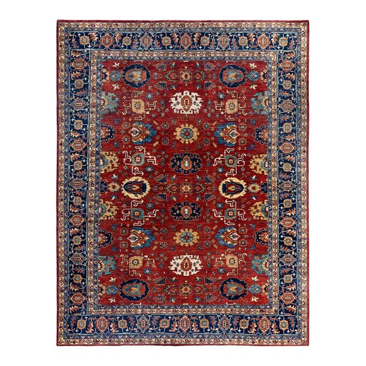 Solo Rugs One-of-a-Kind Rectangle 9'x 11'9" Wool Area Rug Red/Navy Blue/Beige/Yellow