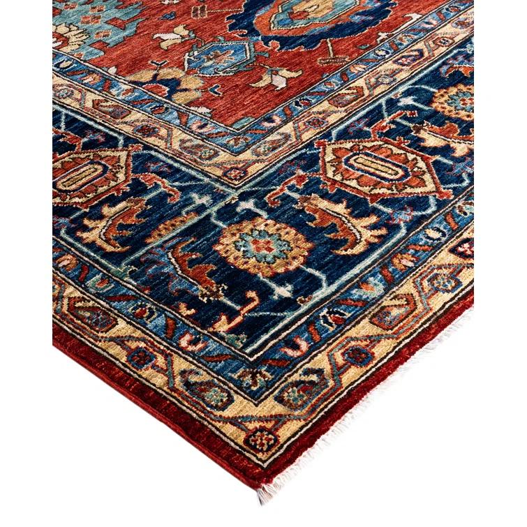 Solo Rugs One-of-a-Kind Rectangle 9'x 11'9" Wool Area Rug Red/Navy Blue/Beige/Yellow