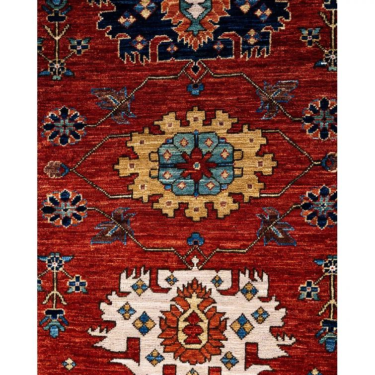Solo Rugs One-of-a-Kind Rectangle 9'x 11'9" Wool Area Rug Red/Navy Blue/Beige/Yellow
