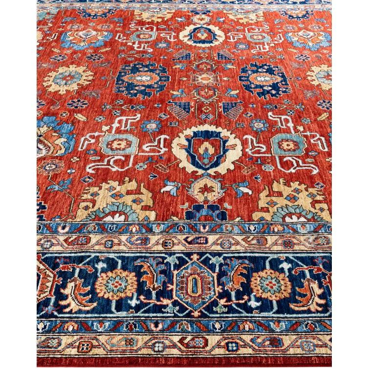 Solo Rugs One-of-a-Kind Rectangle 9'x 11'9" Wool Area Rug Red/Navy Blue/Beige/Yellow