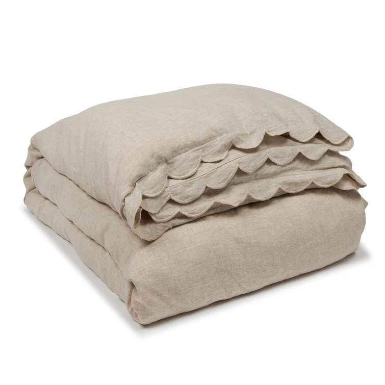 Kelly Linen Duvet Cover by Pom Pom At Home - Flax / Queen