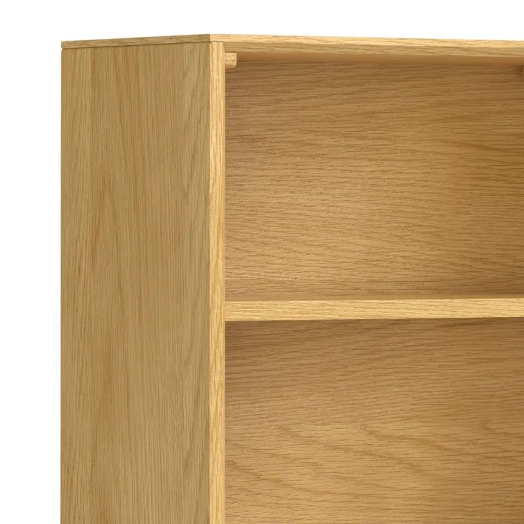 Banting 30"W Solid Wood 4 Shelf Industrial Bookcase with 2 Drawers, Adjustable Shelves, and Metal Base