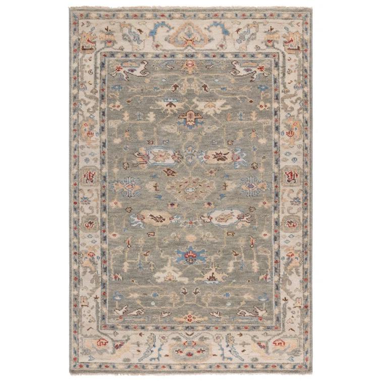 Samarkand SRK144 Hand Knotted Area Rug - Grey/Ivory - 6'x9' - Safavieh.