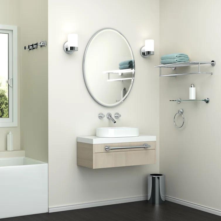 Flush Mount Framed Bathroom Vanity Mirror | Oval Framed Wall Mirror with Beveled Edge | Decorative Wall Mirror for Bathroom, Bedroom, Hallway, Entryway