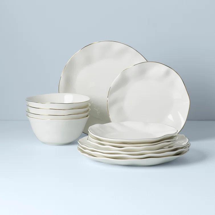 Blue Bay White 12-Piece Dinnerware Set