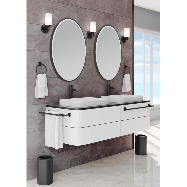 Flush Mount Framed Bathroom Vanity Mirror | Oval Framed Wall Mirror with Beveled Edge | Decorative Wall Mirror for Bathroom, Bedroom, Hallway, Entryway