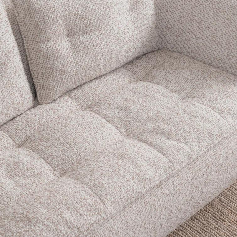 Classic Home Ember 103" Upholstered Fabric Sofa In Cream White