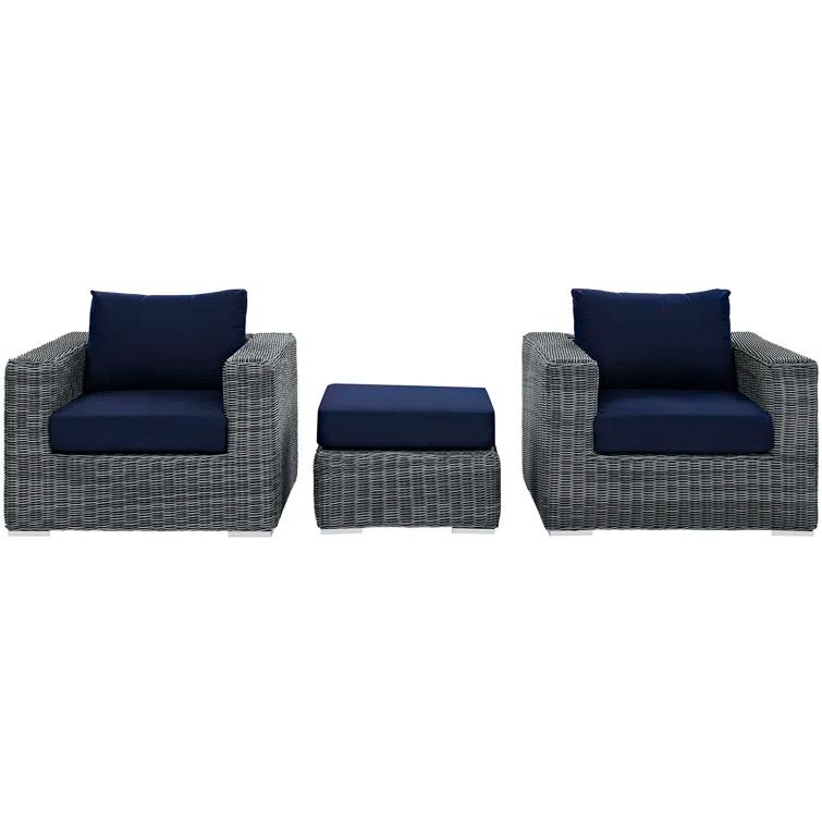 Modway Invite 3 Piece Outdoor Patio Sunbrella Sectional Set