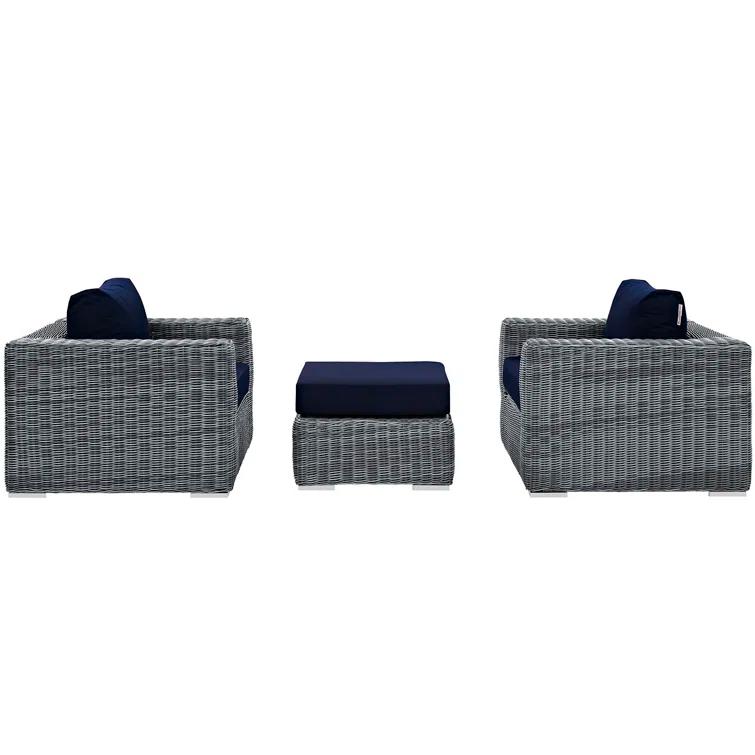 Modway Invite 3 Piece Outdoor Patio Sunbrella Sectional Set