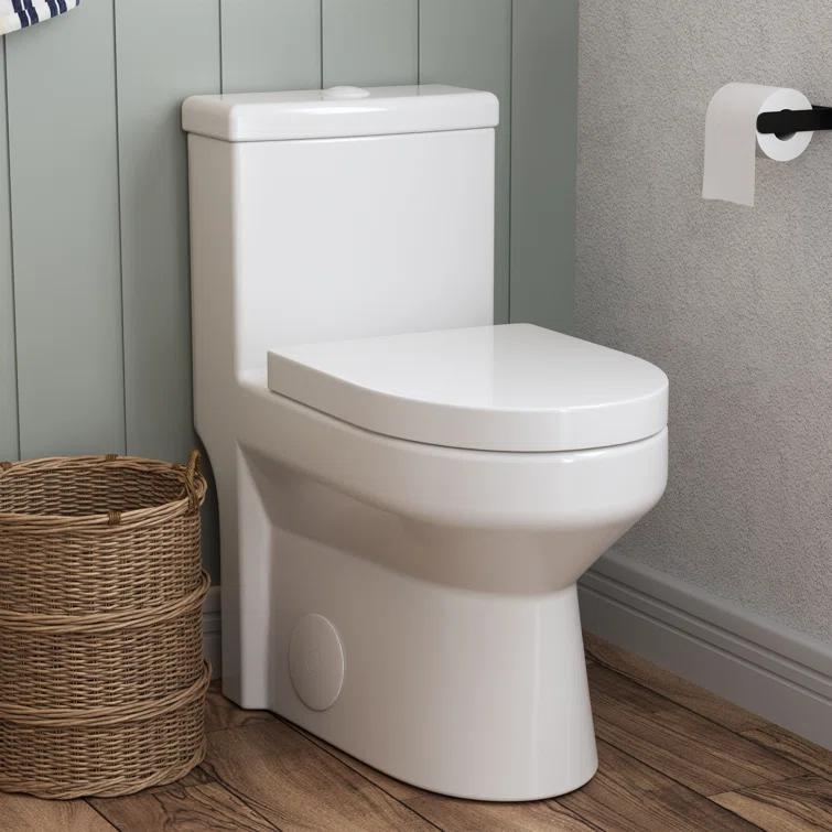 DeerValley DeerValley Liberty Compact Toilets One-Piece Toilet With High-Efficiency Flush Round Toilet for Space-Saving Floor Mounted (Seat Included) DV-1F52812-WHITE