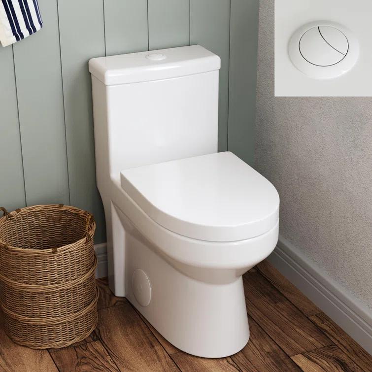 DeerValley DeerValley Liberty Compact Toilets One-Piece Toilet With High-Efficiency Flush Round Toilet for Space-Saving Floor Mounted (Seat Included) DV-1F52812-WHITE