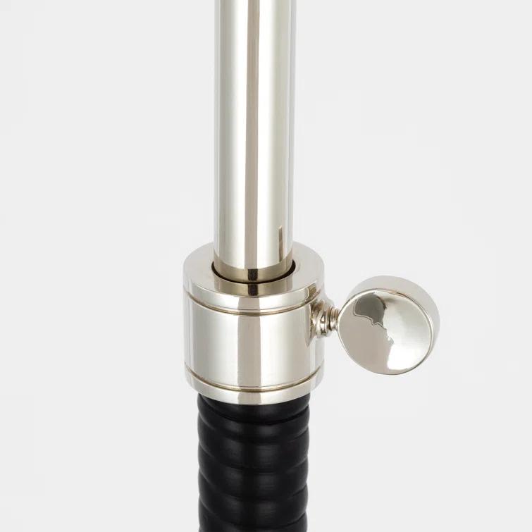 Adjustable Polished Nickel and Black Rattan Floor Lamp
