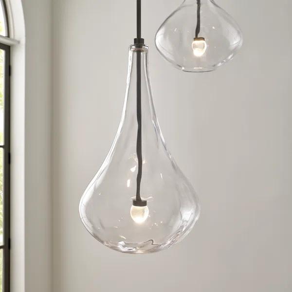 Gunmetal and Clear Glass 5-Light LED Chandelier