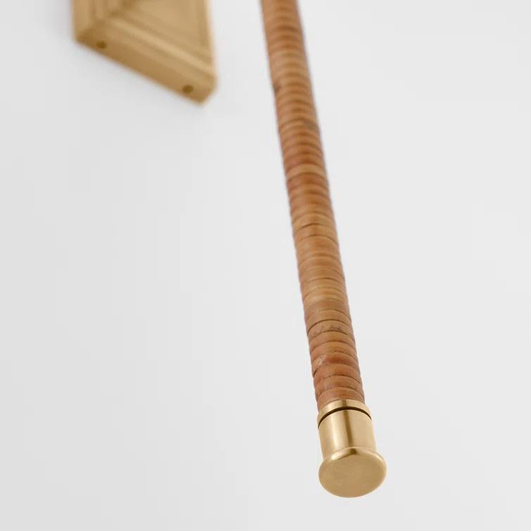 Antique Burnished Brass and Natural Rattan Wall Sconce with Linen Shade