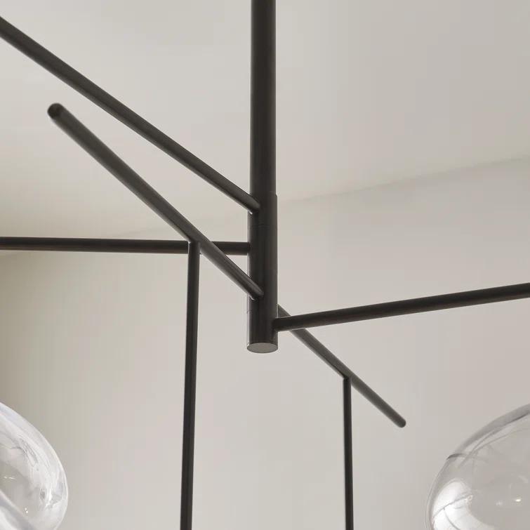 Gunmetal and Clear Glass 5-Light LED Chandelier